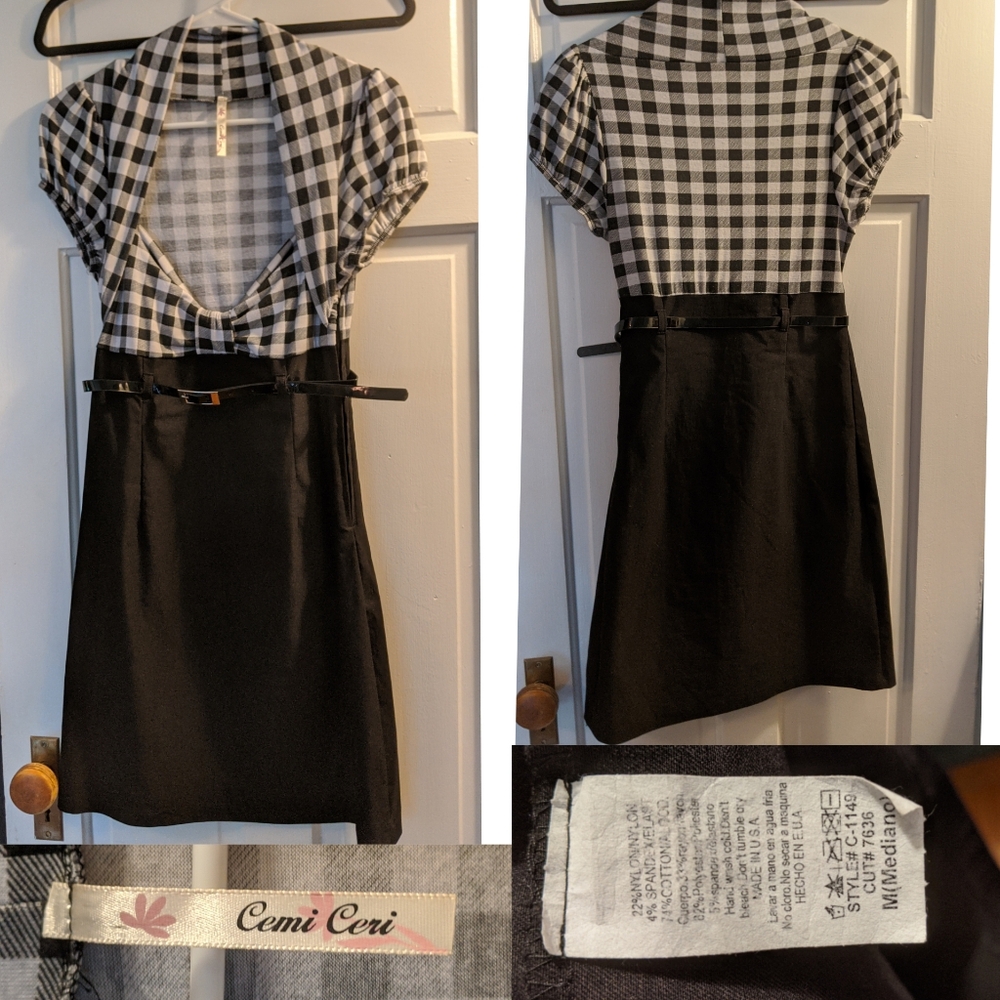 Checkered top black bottom dress